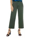 Liverpool Los Angeles Crop Wide Leg Twill Cargo Pants In Moss Green