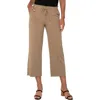 Liverpool Los Angeles Petite Cropped Pull-on Wide-leg Pants In Brown