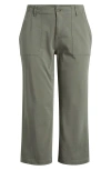 Liverpool Los Angeles Trendy Plus Size Cargo Wide-leg Cropped Pant In Martini Olive