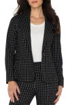 Liverpool Los Angeles Windowpane Check Fitted One-button Blazer In Black