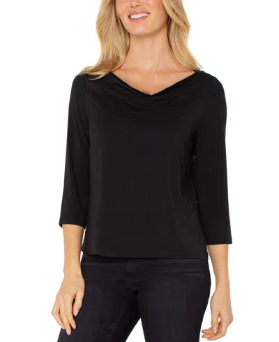 Liverpool Los Angeles Cowl Neck Jersey Top In Black