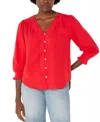 Liverpool Los Angeles Embroidered Woven Shirt In Geranium