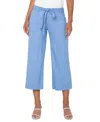 Liverpool Los Angeles Women's Belted Cropped Wide-leg Pants In Chambray Blue
