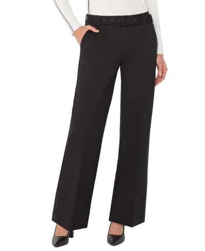 Liverpool Los Angeles Women's Belted Kelsey Wide Leg Trousers In Black