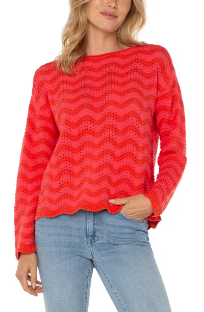LIVERPOOL LOS ANGELES WOMEN'S BOAT-NECK SCALLOPED-HEM SWEATER