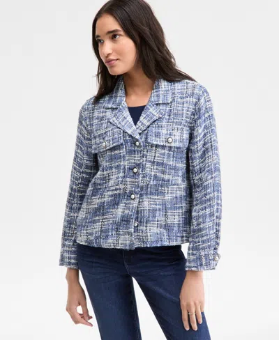Liverpool Los Angeles Women's Boucle Pearl-button Jacket In Blue