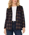Liverpool Los Angeles Plaid Notched Lapel Blazer In Brown