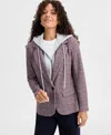 Liverpool Los Angeles Tweed Blazer With Removable Hoodie Insert In Multi