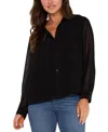 Liverpool Los Angeles Chiffon Button-up Shirt In Black