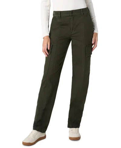 Liverpool Los Angeles Women's Cargo Straight-leg Mid-rise Pants In Hunter Green