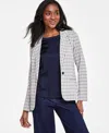 Liverpool Los Angeles Women's Check Fitted Notch-collar Blazer In Navy Taupe Grid
