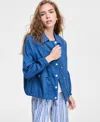 Liverpool Los Angeles Women's Cinched-hem Raglan-sleeve Jacket In Goddess Blue
