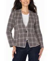 Liverpool Los Angeles Women's Collarless Fray-trim Fitted Blazer In Multi
