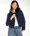 Liverpool Los Angeles Women's Collarless Jacket With Fray And Lace Detail In Blue