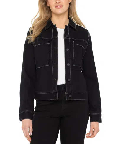 Liverpool Los Angeles Women's Contrast Stitch Utility Trucker Jacket In City Black