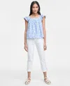 Liverpool Los Angeles The Keeper Cuffed Boyfriend Jeans In Blue,white Floral Stripe