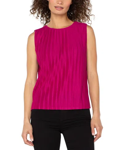LIVERPOOL LOS ANGELES WOMEN'S CREWNECK SLEEVELESS PLEATED KNIT TOP