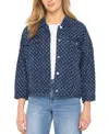 Liverpool Los Angeles Cropped Frayed Texture Jacket In Blue