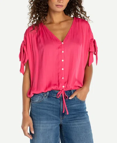 Liverpool Los Angeles Dolman Sleeve V Neck Woven Top In Neutral