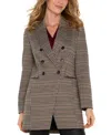 Liverpool Los Angeles Women's Double-breasted Longline Blazer In Black,tan Houndstooth