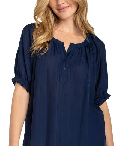 Liverpool Los Angeles Short Sleeve Blouse In Blue