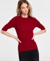 Liverpool Los Angeles Womens Ribbed Ribbed Knit Crewneck Sweater In Ruby Red