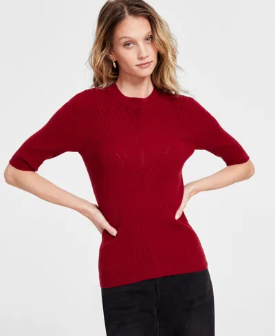 Liverpool Los Angeles Womens Ribbed Ribbed Knit Crewneck Sweater In Red