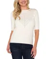 Liverpool Los Angeles Womens Ribbed Ribbed Knit Crewneck Sweater In Vintage White