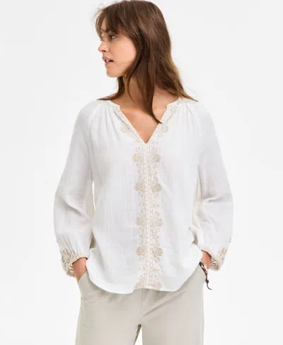 LIVERPOOL LOS ANGELES WOMEN'S EMBROIDERED COTTON TOP