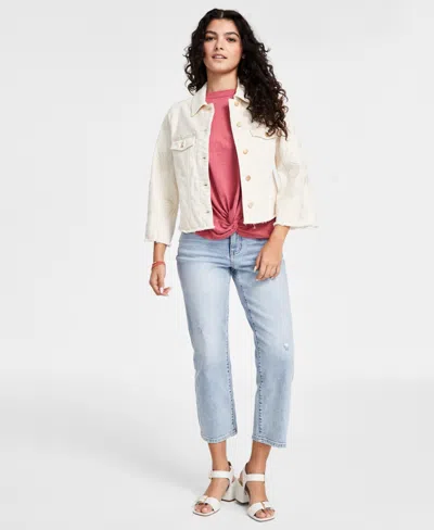 Liverpool Los Angeles Women's Embroidered Floral Jacket In Ecru Abstract Floral