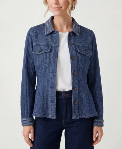 Liverpool Los Angeles Women's Fit & Flare Trucker Jacket In Blue