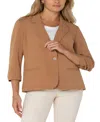 Shop Liverpool Los Angeles Women's Fitted Blazer With Ruched Sleeves In Portobello