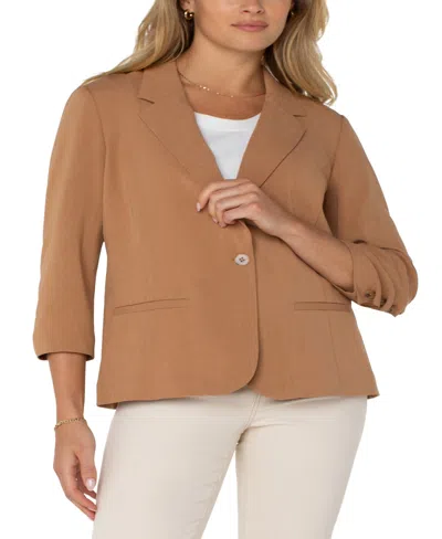 Liverpool Los Angeles Women's Fitted Blazer With Ruched Sleeves In Portobello