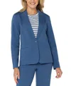 Liverpool Los Angeles Fitted One-button Knit Blazer In French Blue