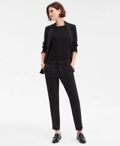 Liverpool Los Angeles Women's Gemma Plaid Jacquard Knit Pants In Black