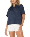 Liverpool Los Angeles Print Short Sleeve Button-up Shirt In Navy White Ditsy