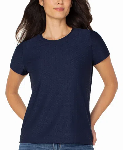 Liverpool Los Angeles Women's Jacquard Crewneck T-shirt In Blue