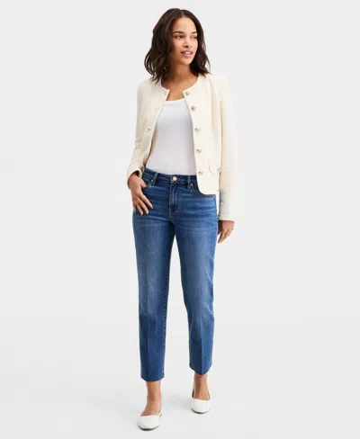 Liverpool Los Angeles Women's Kennedy Cropped Straight Blind-hem Jeans In Blue