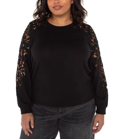 Liverpool Los Angeles Women's Lace Detail Top In Black