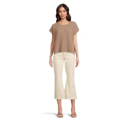 Liverpool Los Angeles Women's  Hannah Crop Flare Pants Tan Floral Gbo1333 In Brown