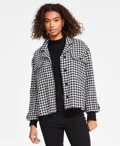Liverpool Los Angeles Women's Long-sleeve Boxy Shacket In Black,white Houndstooth