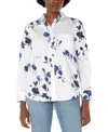 Liverpool Los Angeles Floral Stretch Button-up Shirt In Indigo Rose