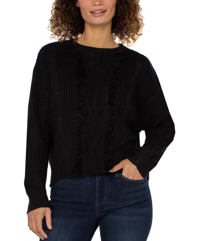 LIVERPOOL LOS ANGELES WOMEN'S LONG SLEEVE MOCK NECK FRINGE SWEATER