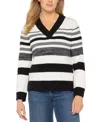 Liverpool Los Angeles Women's Long-sleeve V-neck Sweater In Multi