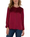 Liverpool Los Angeles Women's Long Sleeves Popover Top In Burgundy