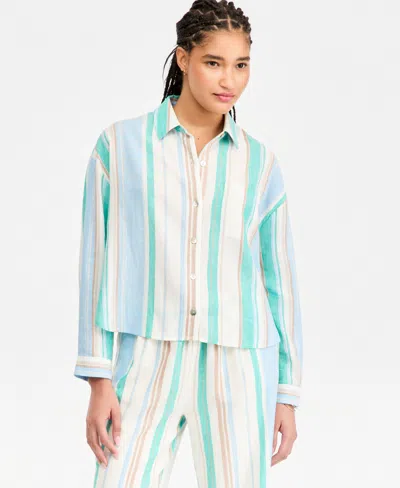 Liverpool Los Angeles Women's Long-sleeve Relaxed Button-down Shirt In Multi