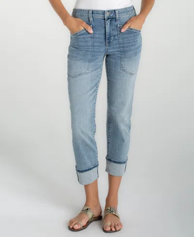 Liverpool Los Angeles Women's Marley Mid Rise Cropped Girlfriend Cuffed Jeans In Blue