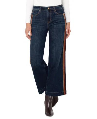 Liverpool Los Angeles Women's Mid-rise Stride Wide-leg Velvet-trim Jeans