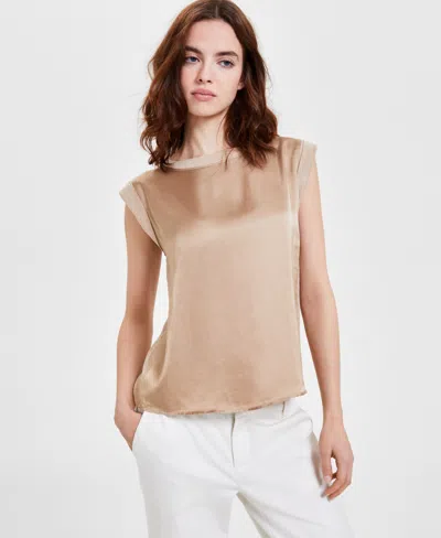 Liverpool Los Angeles Women's Mixed-media Sleeveless Top In Champagne