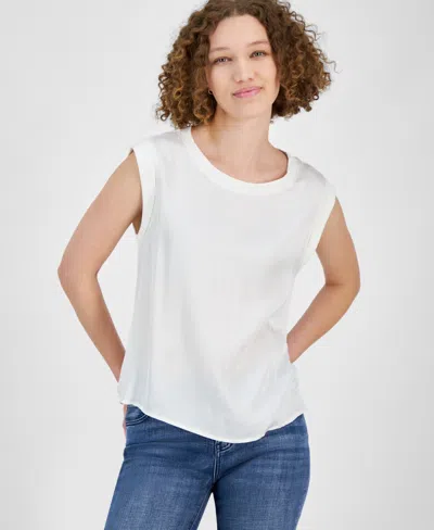 Liverpool Los Angeles Women's Mixed-media Sleeveless Top In White
